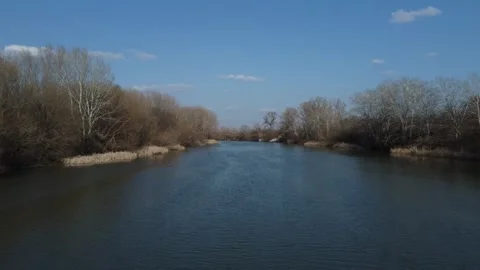 Flight under the bridge Stock Footage 258281821