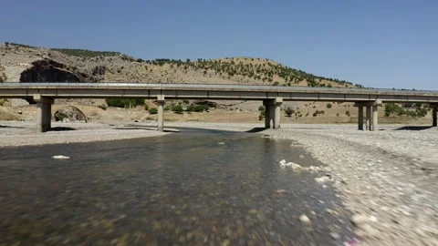 Flight under a bridge near the severan bridge in Turkey. Stockbeeldmateriaal 153522009