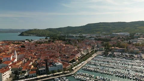 Flight under Izola Stock Footage 254582768