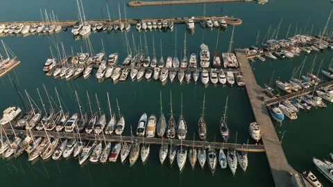 Flight under marina in Izola Stock-Footage 254584332