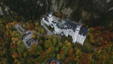 A flight under Neuschwanstein Castle Stock Footage 223262708