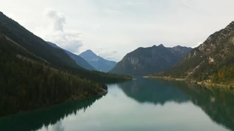 Flight under Plansee in Tyrol. Stock Footage 223266919