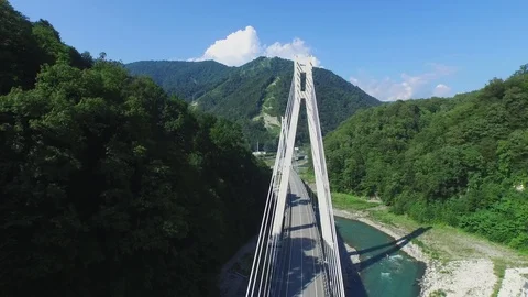 Flight under river and bridge Stock-Footage 94723941
