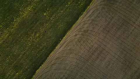 Flight up under the two fields Stock Footage 223235566