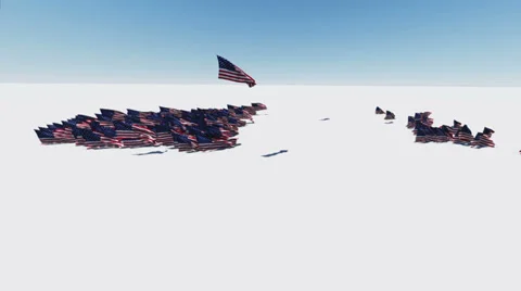 Flight of us american Flag Stock Footage 34457589