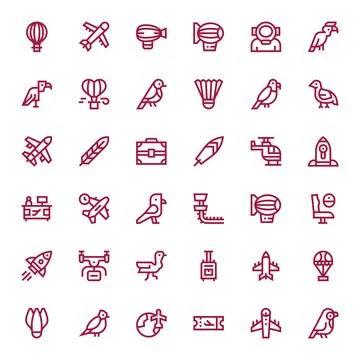 Flight Vector Icon Arsenal with 36 High Resolution Bold Line Pixel Optimize.. Stockillustratie