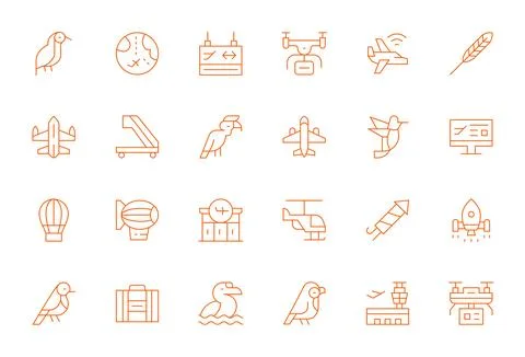 Flight Vector Icon Toolkit featuring 24 Display Perfect High Resolution Thi.. Stock Illustration