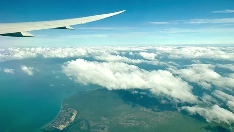 Flight. View from the airplane window. Stock Footage 302805037