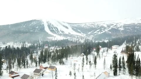 Flight view of the ski resort Stock Footage 88231065