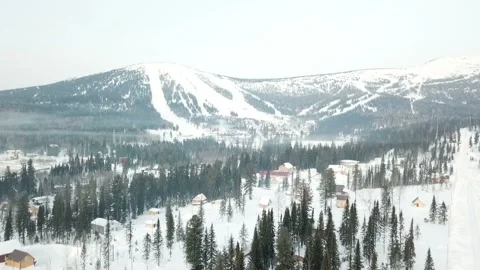 Flight view of the ski resort in Siberia2 Stock-Footage 88230829