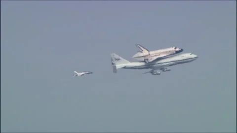 In-flight view of Space Shuttle Atlantis STS-125 atop NASA Boeing 737 Stock Footage 283627211