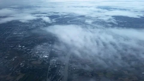 Flight View Window Aerial Airplane Sunrise 4K Stock Footage 154602225