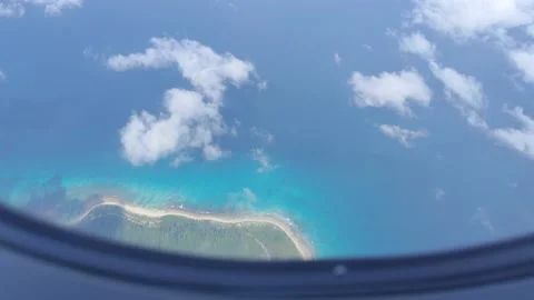 Flight View from Window At Andaman and Nicobar Islands  - HD(4K video) Stock Footage 232852237