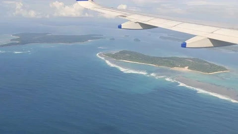 Flight View from Window At Andaman and Nicobar Islands  - HD(4K video) Stock Footage 232906280