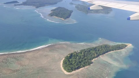Flight View from Window At Andaman and Nicobar Islands  - HD(4K video) Stock Footage 232937371