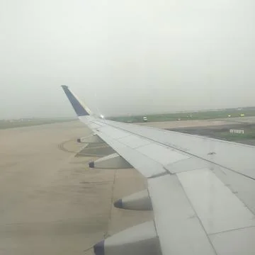 Flight was takeoff in dark clouds Stock Photos