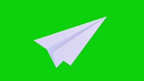 Flight up white paper plane sways in air on green screen. Stock Footage 281845846