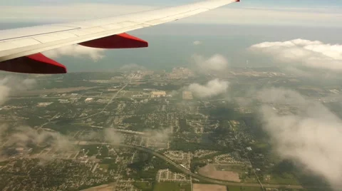 Flight, window seat view, lake southwest, pov Vídeo Stock 46227631