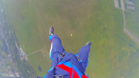 Flight on the wing opened the parachute Stock Footage 28373836