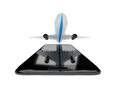 Flights app on mobile phone isolate on white Stock Illustration