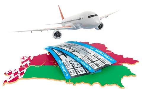Flights to Belarus concept. 3D rendering Stock Illustration