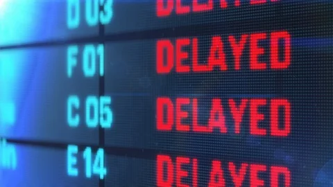 Flights delayed and canceled on departure arrival board, air transportation Stock Footage 105249217