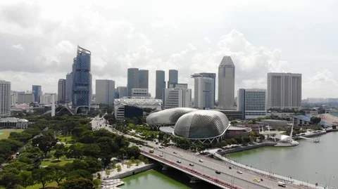 Flights on the drone over the beautiful Singapore Stock Footage 90421053