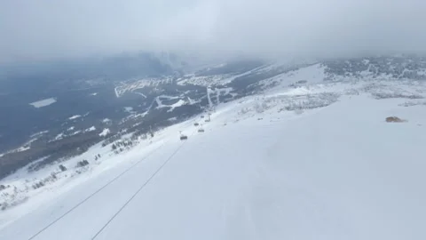Flights on the FPV drone are close with a new chairlift Stock Footage 187677867
