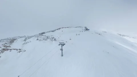 Flights on the FPV drone are close with a new chairlift Stock Footage 187678414