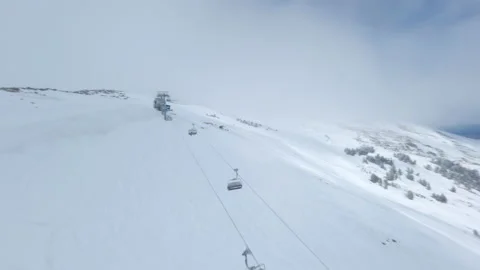 Flights on the FPV drone are close with a new chairlift Stock Footage 187701301