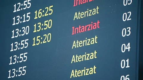 Flights information display in Bucharest Otopeni International Airport Видео 245148033