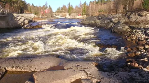 Flights over Norway rough river 2 Stockbeeldmateriaal 63505032