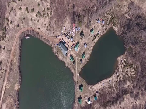 Flights over two lakes and nature. 4K Stock Footage 75425287