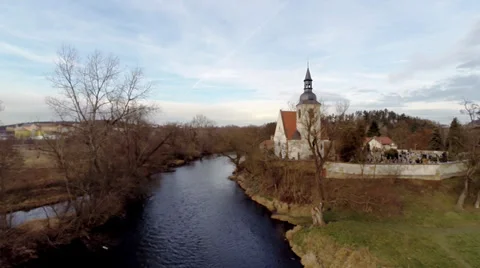Fligth over the river Stock Footage 35343294