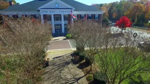 Fligth towards Matthews NC Library at Christmas Stock Footage 80270690
