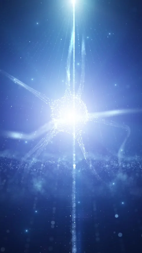 Flikcering light nerve cell in futuristic digital cyberspace network Stock Footage 341436705
