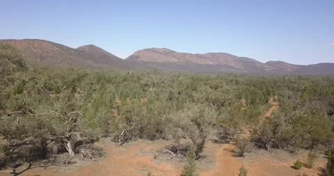 Flinders Ranges Australia Drone pull back to reveal hikers on outback Stock Footage 132306429