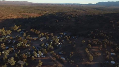 Flinders Ranges sunset over campsite drone 4k Video stock 247046184