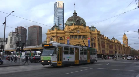 Flinders St Station corner Melbourne timelapse 4k Stock Footage 51391447