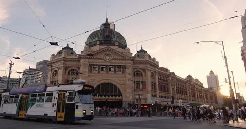 Flinders station sunset Stock Footage 85246496