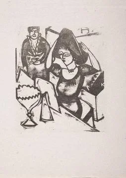 Fling dance. Ernst Ludwig Kirchner (Germany, 1880-1938). Germany, 1912. Pri.. Stock Illustration