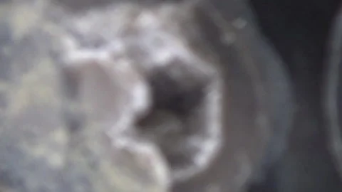 Flint concretion with young rock crystals, stone, mineral, Ukraine. 스톡 동영상 257455543