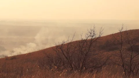 Flint hills fires burning pan Video stock 149895705