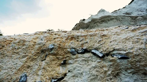 Flint layers in white cliffs of  Møn Stock Footage 129688596