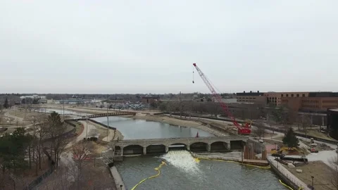Flint River Dam Construction - Aerial View of Construction Site Video stock 235700507