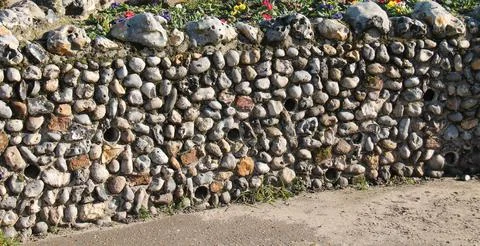 Flint Stone Wall. Stock Photos