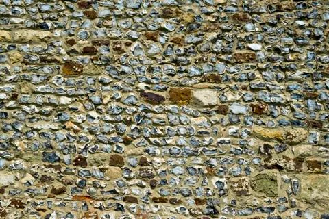 Flint wall full frame background texture Stock Photos