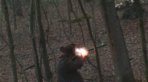 Flintlock Muzzleloader Shooting Video stock 833487