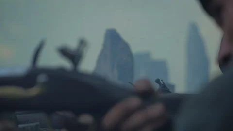 Flintlocks Fire in 18th C. Wildreness Fort Battle with muskets - portrayal Stock-Footage 137763635