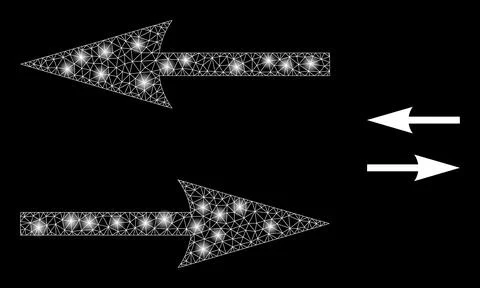 Flip Arrows Icon - Polygonal Mesh with Sparkles Stockillustratie